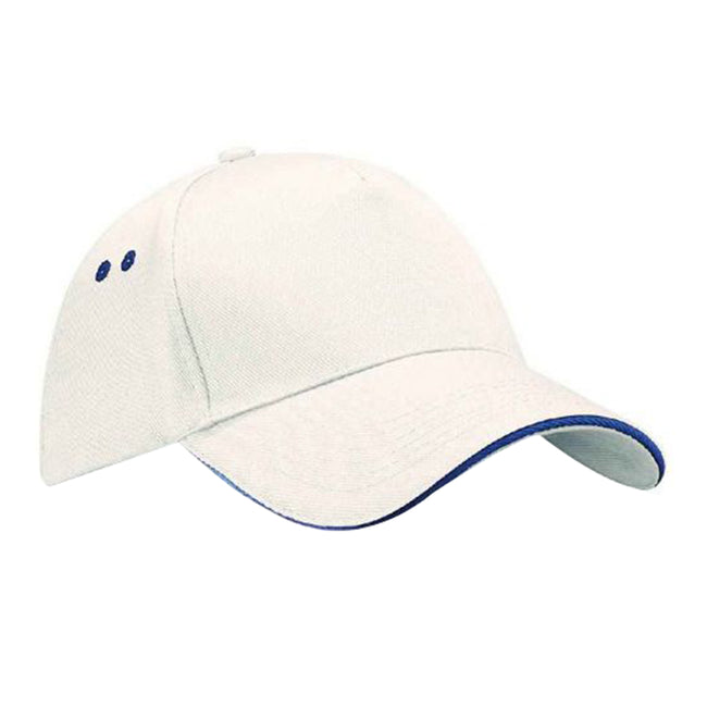 White-French Navy - Front - Beechfield Unisex Ultimate 5 Panel Contrast Baseball Cap With Sandwich Peak