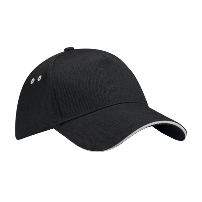 Black-Light Grey - Front - Beechfield Unisex Ultimate 5 Panel Contrast Baseball Cap With Sandwich Peak