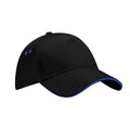 Black-Bright Royal - Front - Beechfield Unisex Ultimate 5 Panel Contrast Baseball Cap With Sandwich Peak