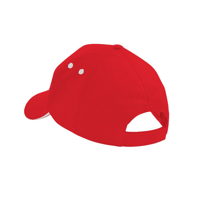 Classic Red-White - Back - Beechfield Unisex Ultimate 5 Panel Contrast Baseball Cap With Sandwich Peak