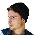 Black - Back - Beechfield® Unisex Retro Trawler Winter Beanie Hat