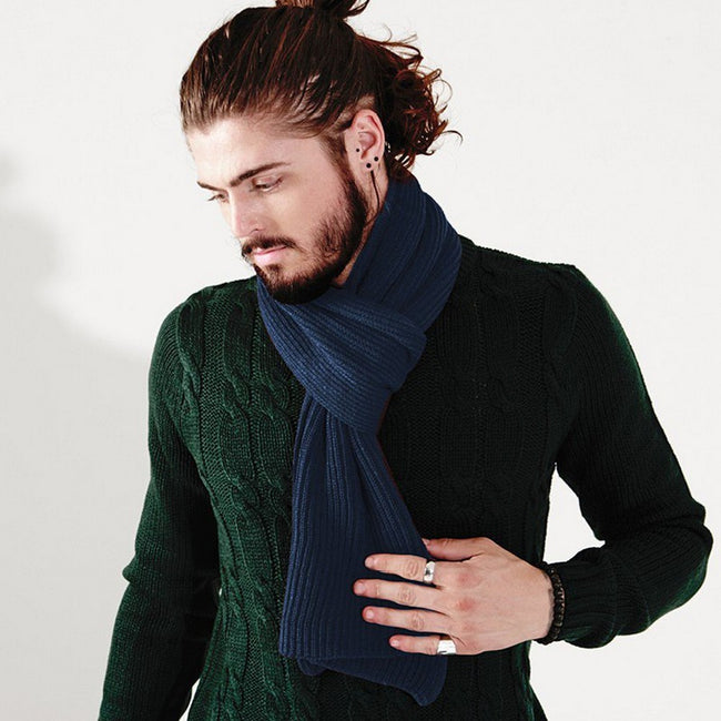 French Navy - Back - Beechfield Ladies-Womens Metro Knitted Winter Scarf