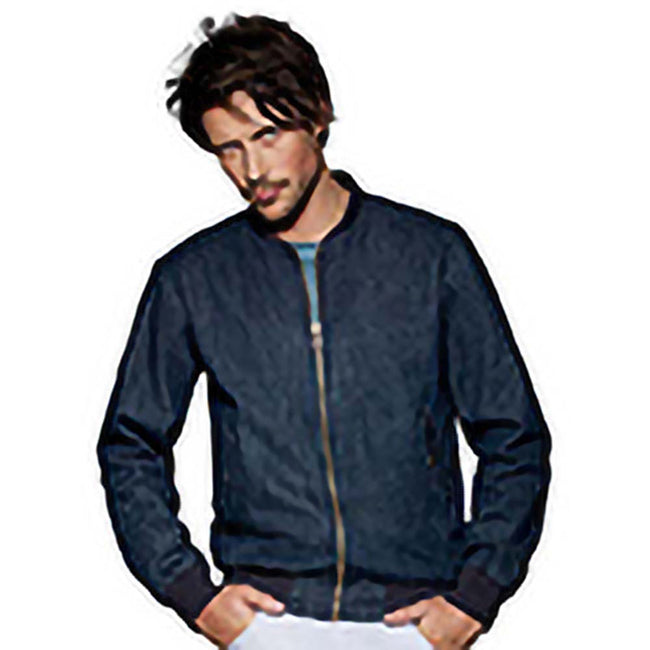 Deep Blue Denim - Side - B&C Denim Mens Supremacy Denim Bomber Jacket