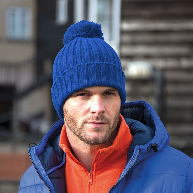 Royal - Back - Result Unisex Winter Essentials HDi Quest Knitted Beanie Hat