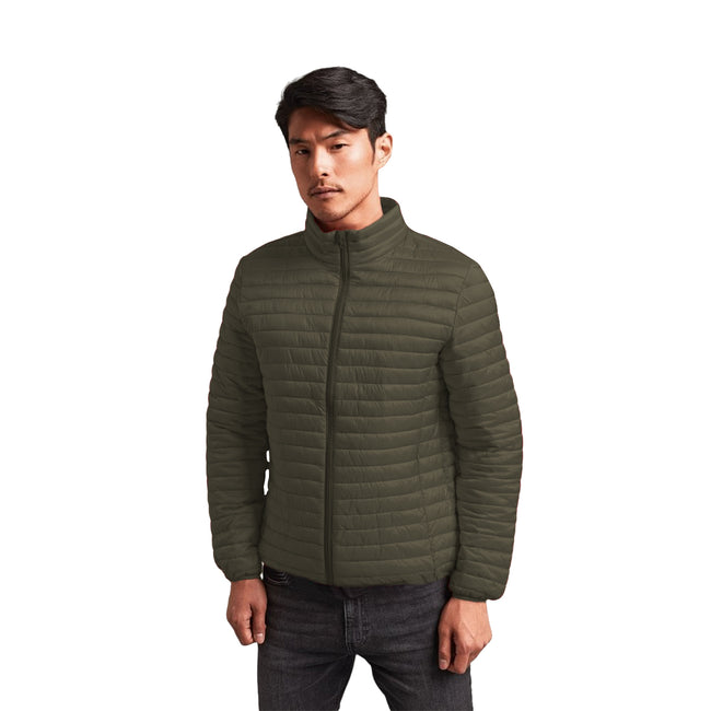 Olive - Back - 2786 Mens Tribe Fineline Padded Jacket
