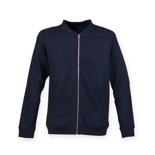 Navy - Front - Skinnifit Mens Full Zip Plain Bomber Jacket
