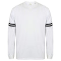 White - Black Stripes - Front - Skinnifit Mens Drop Shoulder Slogan Top