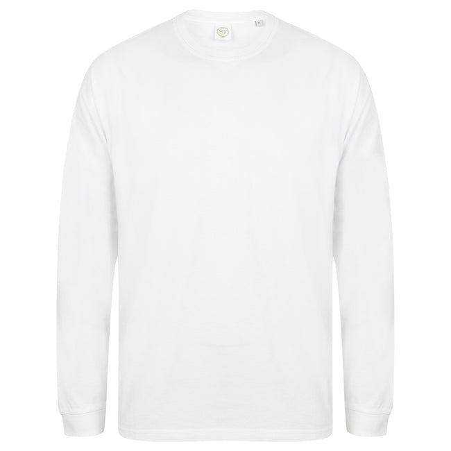 White - Front - Skinnifit Mens Drop Shoulder Slogan Top