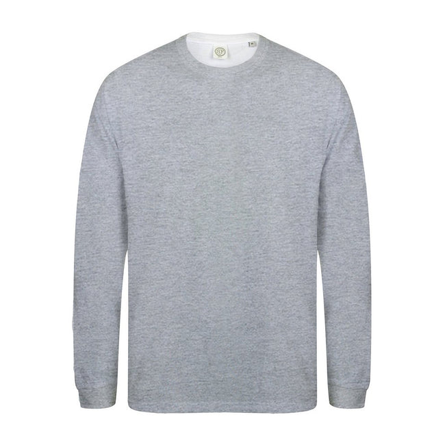 Heather Gray - Front - Skinnifit Mens Drop Shoulder Slogan Top