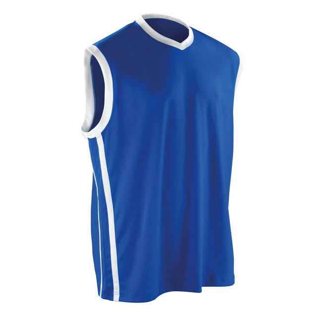 Royal- White - Front - Spiro Mens Basketball Quick Dry Sleeveless Top