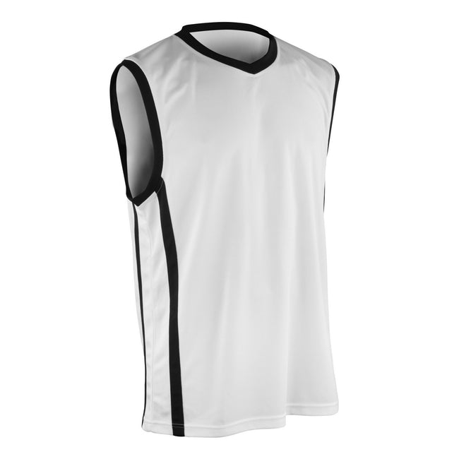 White-Black - Front - Spiro Mens Basketball Quick Dry Sleeveless Top