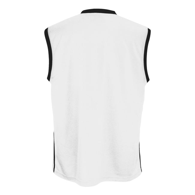 White-Black - Back - Spiro Mens Basketball Quick Dry Sleeveless Top