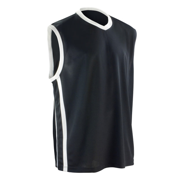 Black- White - Front - Spiro Mens Basketball Quick Dry Sleeveless Top