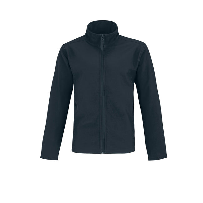 Navy-Neon Green - Front - B&C Mens Two Layer Water Repellent Softshell Jacket