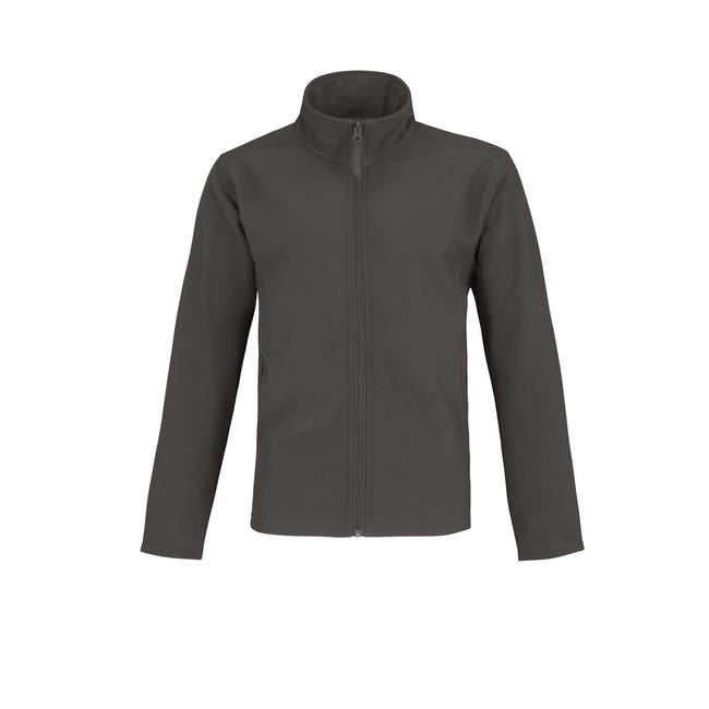 Dark Gray-Neon Orange - Front - B&C Mens Two Layer Water Repellent Softshell Jacket