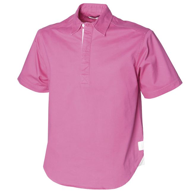 Deep Pink - Front - Front Row Mens Short Sleeve Plain Drill Shirt