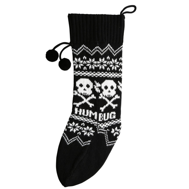 Black-White - Front - Christmas Shop Classic Knitted Fairisle Pattern Christmas Stocking