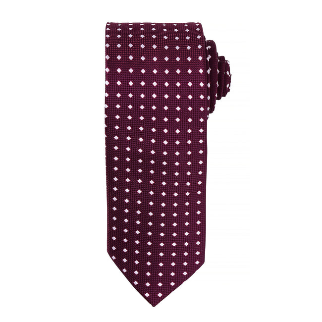 Aubergine - Front - Premier Mens Square Pattern Formal Work Tie