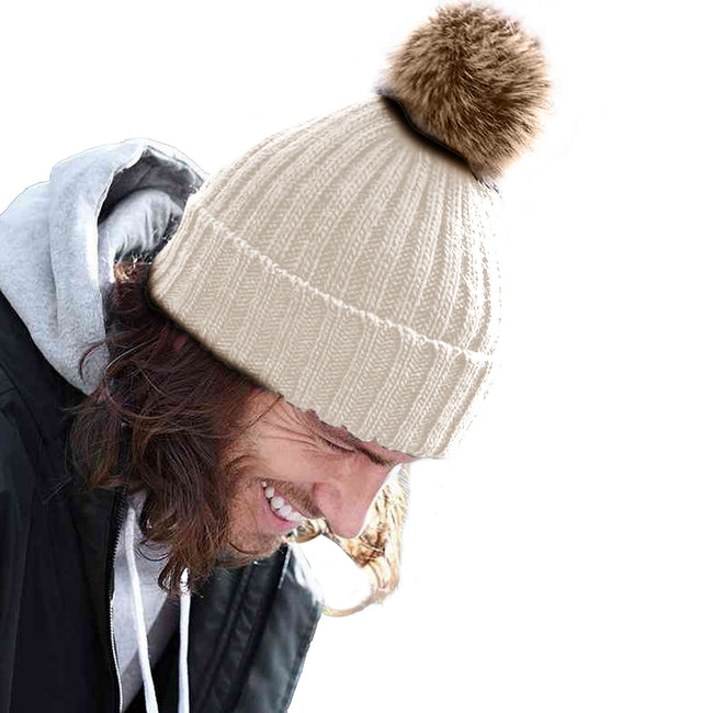 Oatmeal - Back - Beechfield® Unisex Cuffed Design Winter Hat