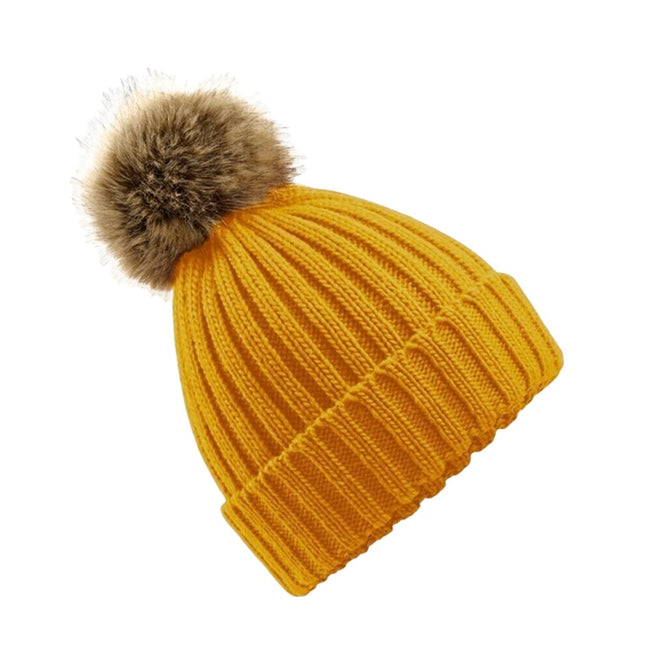 Mustard Yellow - Front - Beechfield® Unisex Cuffed Design Winter Hat