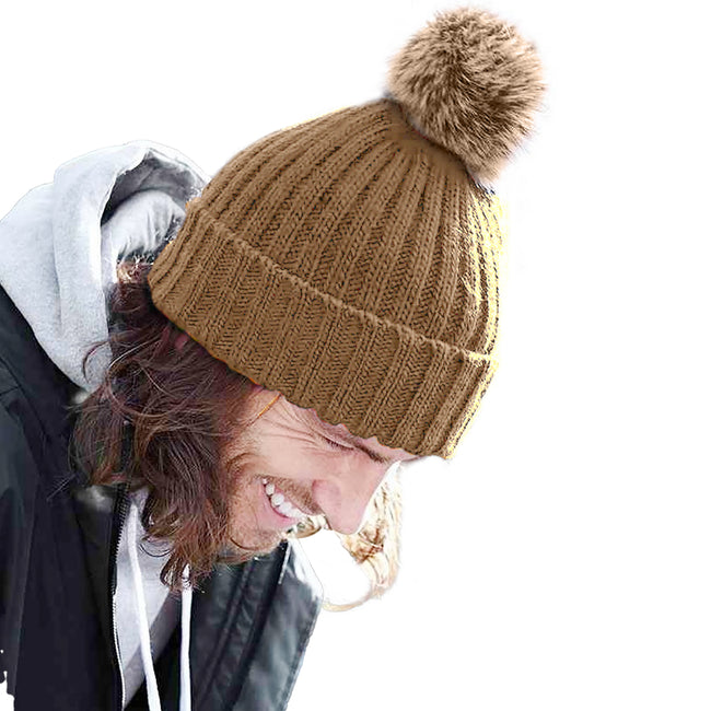 Biscuit Beige - Back - Beechfield® Unisex Cuffed Design Winter Hat