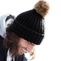 Black - Back - Beechfield® Unisex Cuffed Design Winter Hat