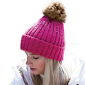 Fuchsia - Back - Beechfield® Unisex Cuffed Design Winter Hat
