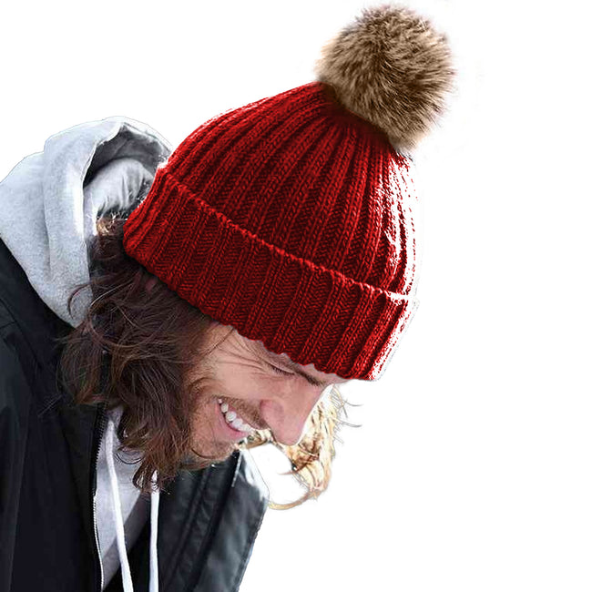 Classic Red - Back - Beechfield® Unisex Cuffed Design Winter Hat