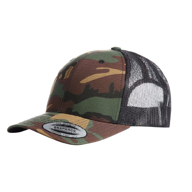 Green Camo - Front - Yupoong Flexfit Retro Snapback Trucker Cap