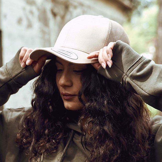 Khaki-Khaki - Back - Yupoong Flexfit Retro Snapback Trucker Cap