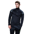 Black - Side - Tombo Mens 1-4 Zip Reflective Long Sleeve Top
