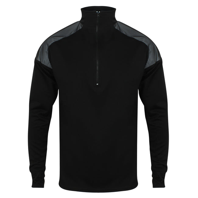 Black - Front - Tombo Mens 1-4 Zip Reflective Long Sleeve Top