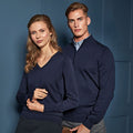 Navy - Pack Shot - Premier Mens 1-4 Zip Neck Knitted Sweater