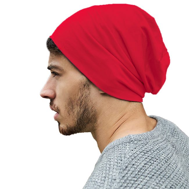 Classic Red - Back - Beechfield Unisex Hemsedal Cotton Slouch Beanie