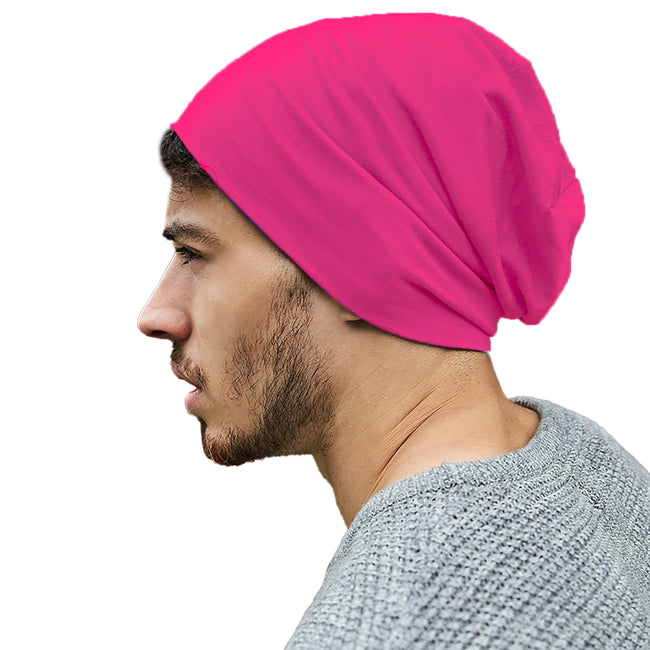 Fuchsia - Back - Beechfield Unisex Hemsedal Cotton Slouch Beanie