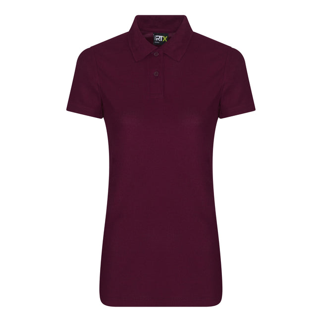 Burgundy - Front - Pro RTX Womens-Ladies Pro Polyester Polo