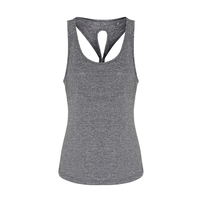 Black Melange - Front - TriDri Womens-Ladies Yoga Knot Undershirt