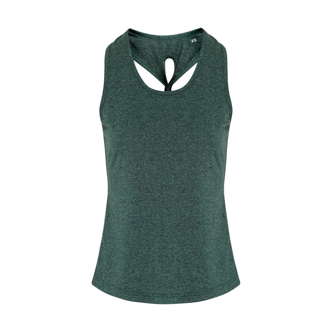 Forest Green-Black Melange - Front - TriDri Womens-Ladies Yoga Knot Undershirt
