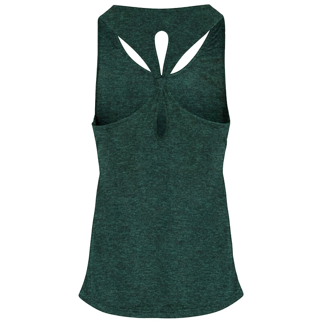 Forest Green-Black Melange - Back - TriDri Womens-Ladies Yoga Knot Undershirt
