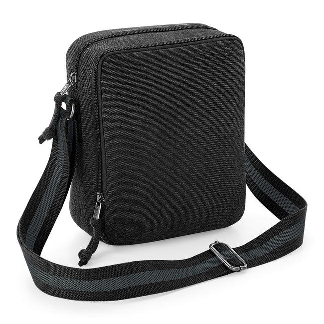 Vintage Black - Front - Quadra Vintage Canvas Mini Reporter Bag