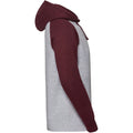 Light Oxford-Burgundy Melange - Side - Russel Mens Authentic Hooded Baseball Sweatshirt