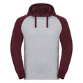 Light Oxford-Burgundy Melange - Front - Russel Mens Authentic Hooded Baseball Sweatshirt