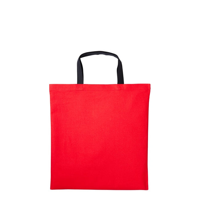 Fire Red-Black - Front - Nutshell Varsity Cotton Shopper Short Handle Tote