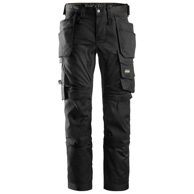 Black - Front - Snickers Mens All Round Work Holster Pocket Stretch Pants