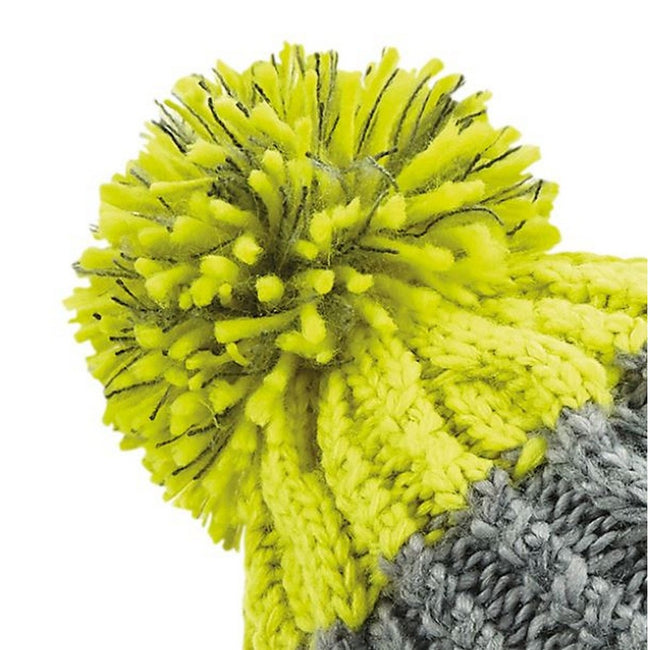 Light Gray-Citron - Side - Beechfield Unisex Adults Apres Cuffed Beanie