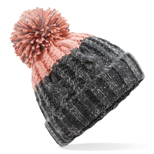 Graphite Gray-Blush - Front - Beechfield Unisex Adults Apres Cuffed Beanie