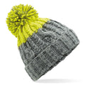 Light Gray-Citron - Front - Beechfield Unisex Adults Apres Cuffed Beanie