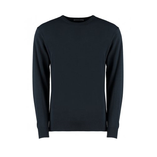 Navy - Front - Regular fit Arundel crew neck sweater