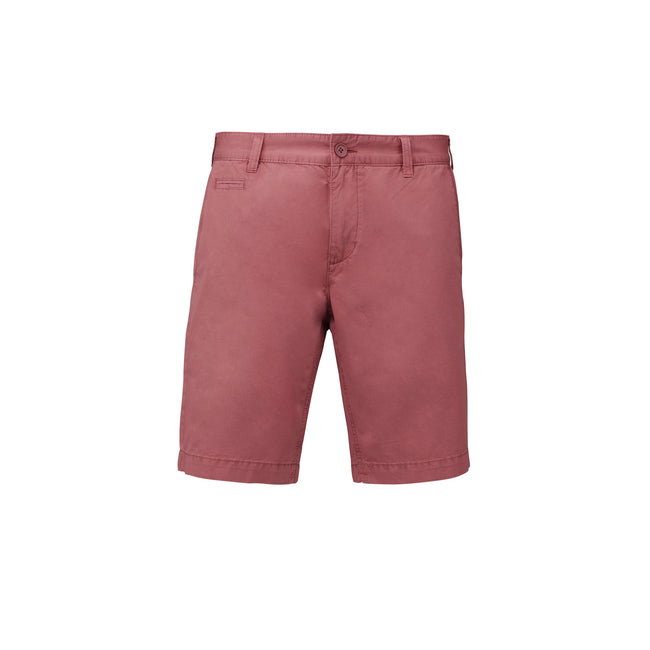 Washed Marsala - Front - Kariban Mens Washed Effect Bermuda Shorts