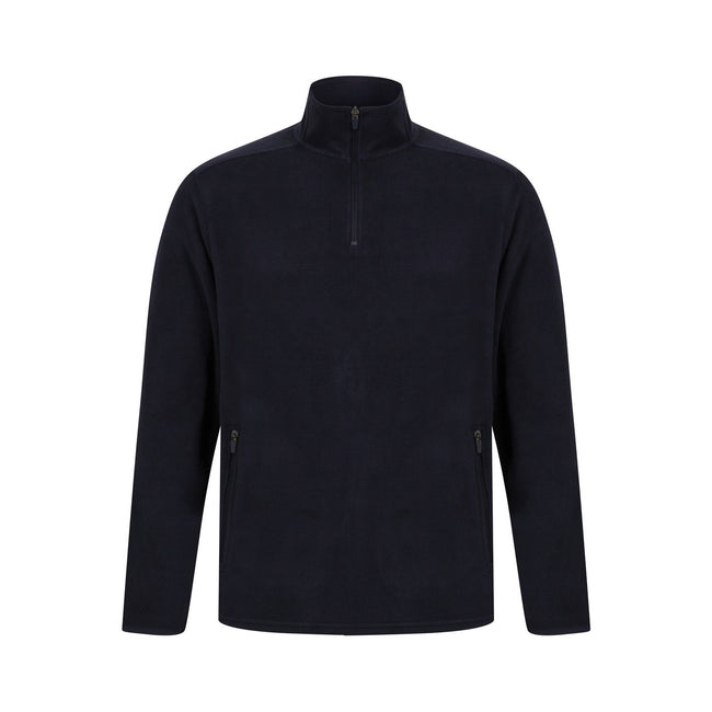 Navy - Front - Henbury Unisex Adults Quarter Zip Microfleece Jacket